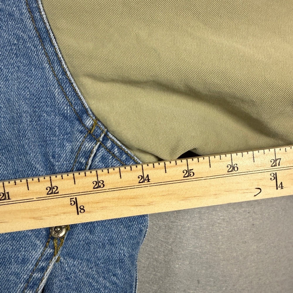Vintage 90s GAP Denim Jacket Mens L Blue Tan Quilted Lined Two Tone Sleeve Y2K - Picture 5 of 9